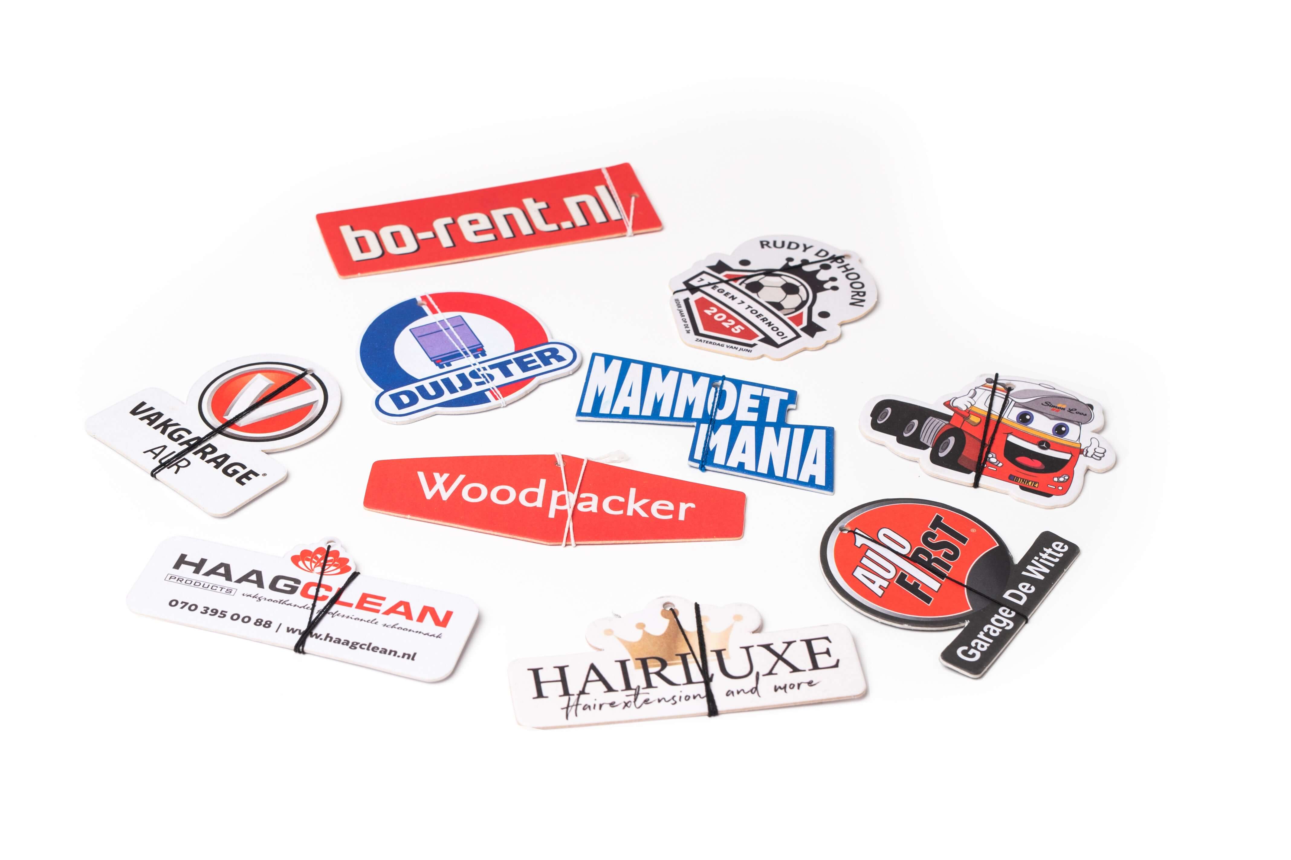 Auto geurhangers bedrukken in eigen vorm